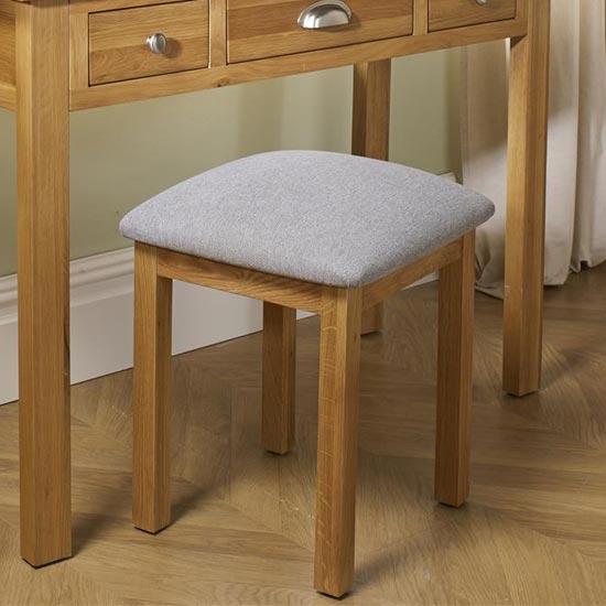 Woburn Wooden Stool In Oak With Fabric Seat