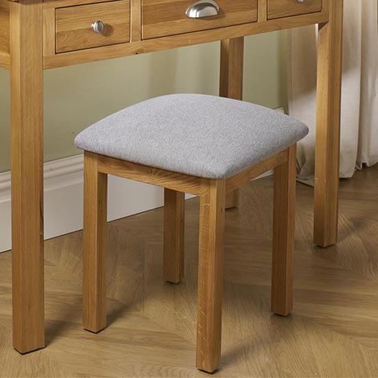 Read more about Woburn wooden stool in oak with fabric seat