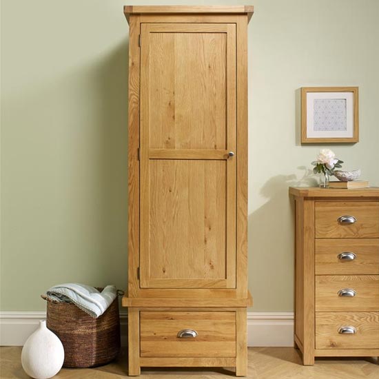 Woburn Wooden Wardrobe In Oak With 1 Door And 1 Drawer_3
