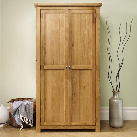 Product photograph of Woburn Wooden Wardrobe In Oak With 2 Doors from Furniture in Fashion