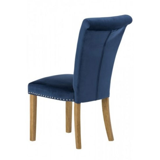 Wodan Velvet Dining Chair In Blue With Oak Leg FiF