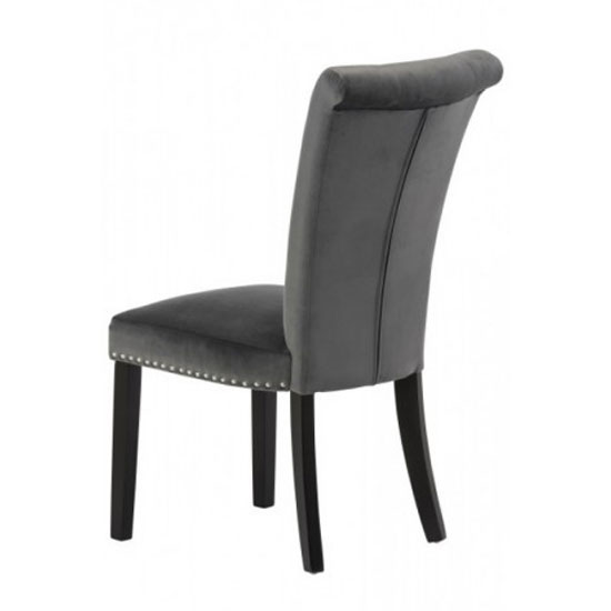 Wodan Velvet Dining Chair In Grey With Black Leg_2