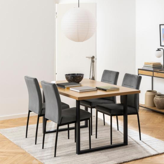 Wokes Wooden Dining Table In Matt Wild Oak With Black Legs Furniture in Fashion