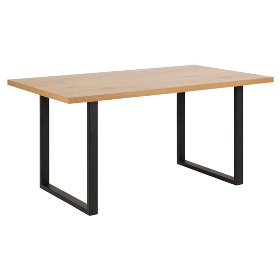 Product photograph of Wokes Wooden Dining Table In Matt Wild Oak With Black Legs from Furniture in Fashion