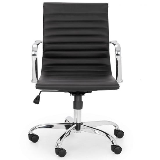 Gaby Faux Leather Office Chair In Black With Chrome Base Furniture in