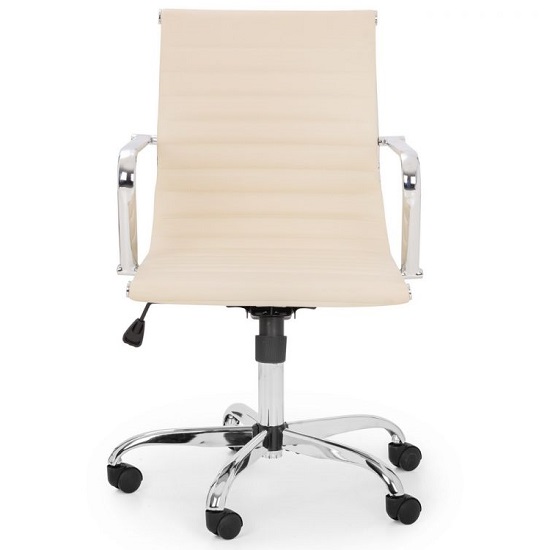 Gaby Faux Leather Office Chair In Ivory With Chrome Base_2