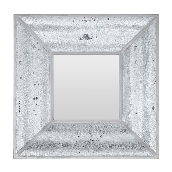 Wonda Square Mosaic Frame Wall Mirror In Silver