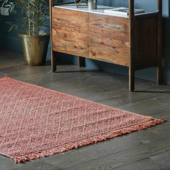 Wonten Fabric Aztec Pattern Rug In Burnt Orange