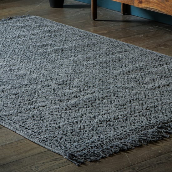 Wonten Fabric Aztec Pattern Rug In Charcoal