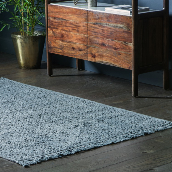 Wonten Fabric Aztec Pattern Rug In Jade Green