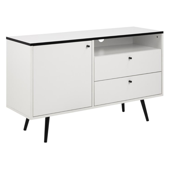 Product photograph of Woodburn Wooden 1 Door And 2 Drawers Sideboard In White from Furniture in Fashion