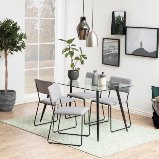Woodburn Glass Dining Table Rectangular With Black Metal Legs_3