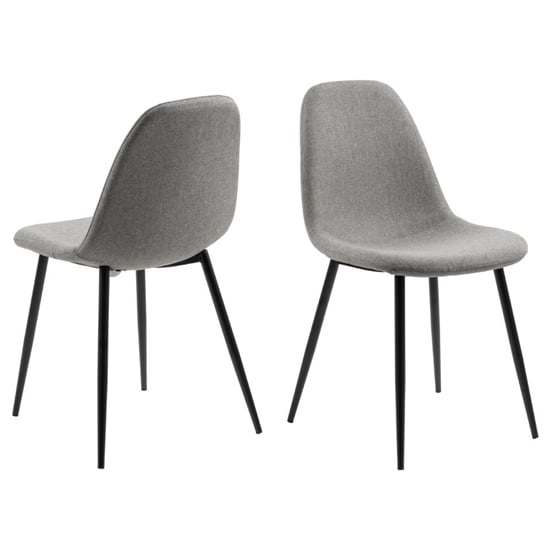Product photograph of Woodburn Light Grey Fabric Dining Chairs With Metal Leg In Pair from Furniture in Fashion