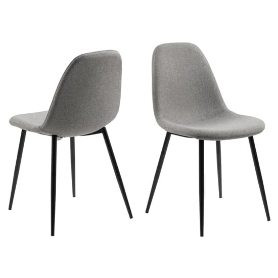 Read more about Woodburn light grey fabric dining chairs in pair