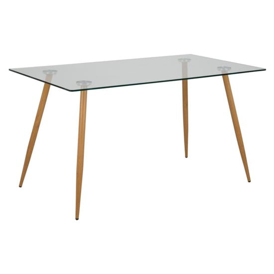Read more about Woodburn rectangular glass dining table with oak metal legs
