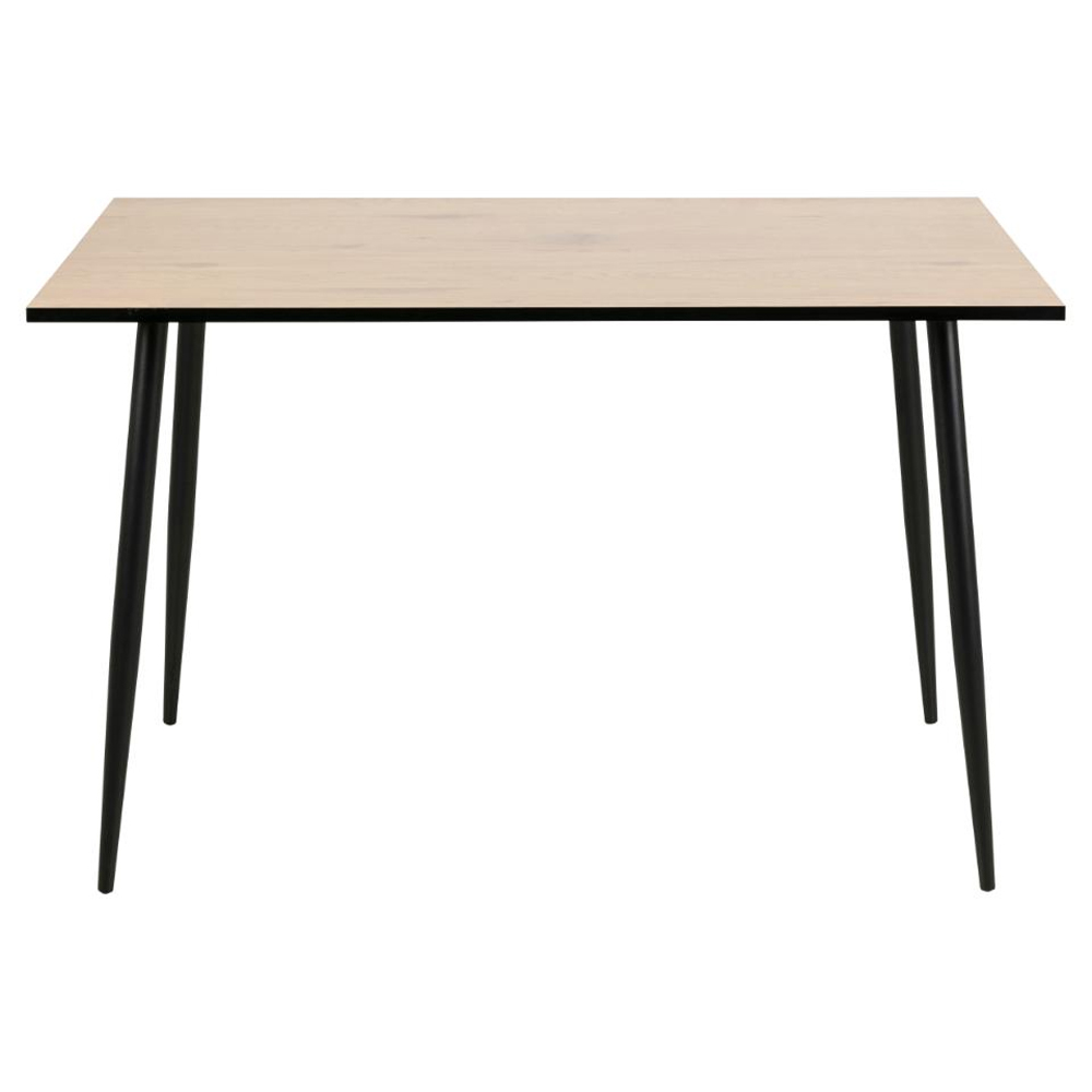 Woodburn Wooden Dining Table With Black Legs In Matt White Wash