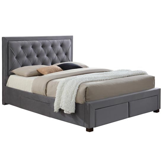 Woodbury Fabric King Size Bed In Grey Furniture in Fashion