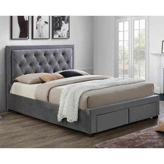 Photo of Woodbury fabric super king size bed in grey