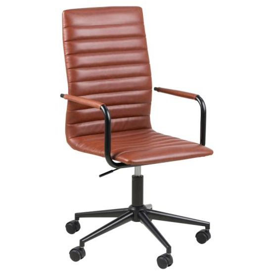 Product photograph of Woodway Faux Leather Home And Office Chair In Brown from Furniture in Fashion