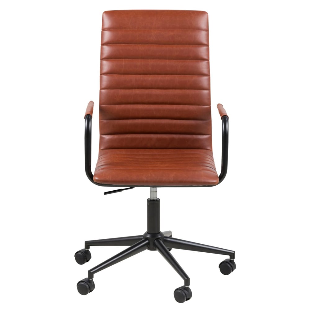 Woodway PU Leather Home And Office Chair In Vinatage Brandy