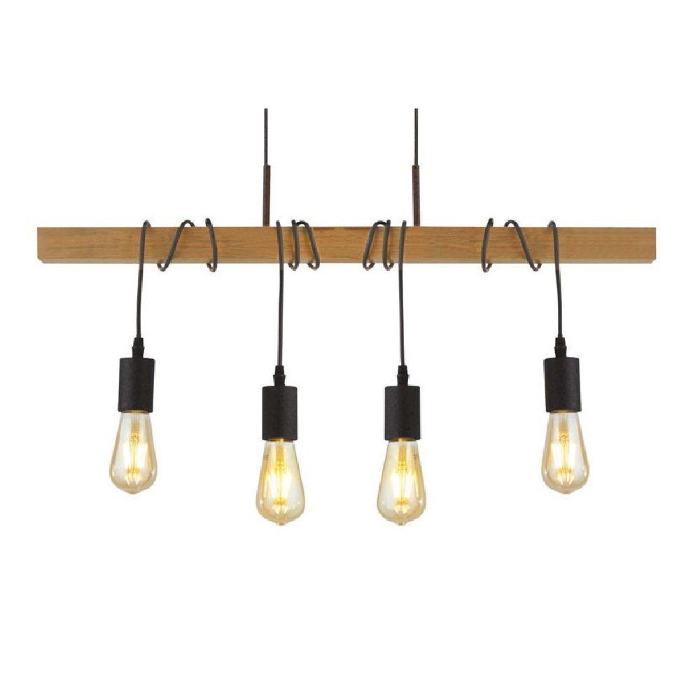 Read more about Woody 4 light natural bar pendant light in black