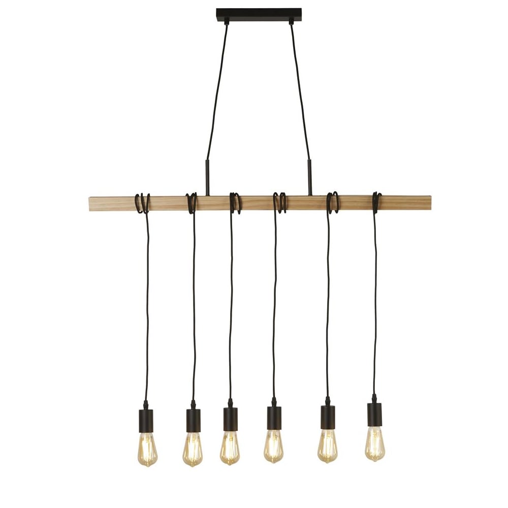 Read more about Woody 6 light natural bar pendant light in black