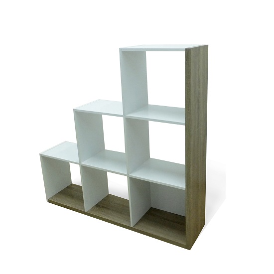 Worcester Shelving Unit In Oak And White With 6 Compartments