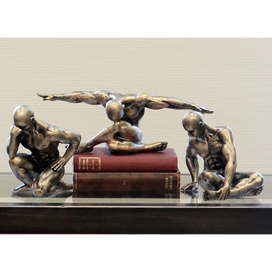 Read more about Workout poly set of 3 design sculpture in antique bronze