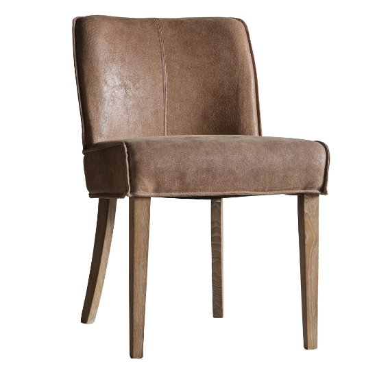 Worland Brown Fabric And Leather Dining Chairs In Pair