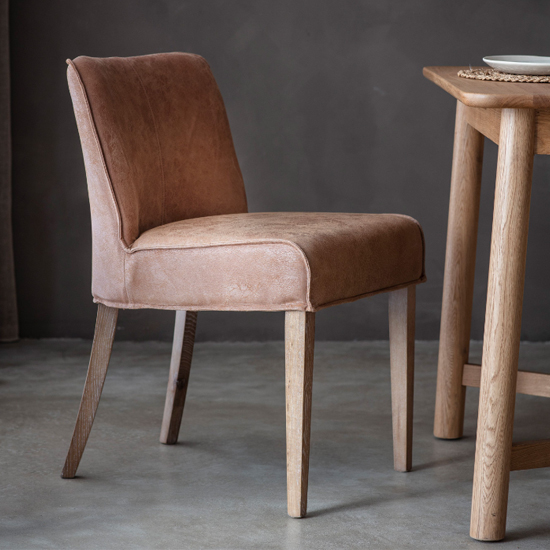 Worland Brown Fabric And Leather Dining Chairs In Pair