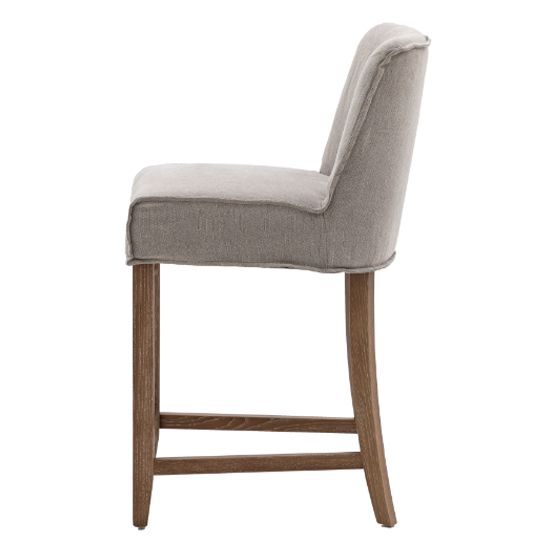 Worland Taupe Fabric Bar Chairs With Wooden Legs In Pair