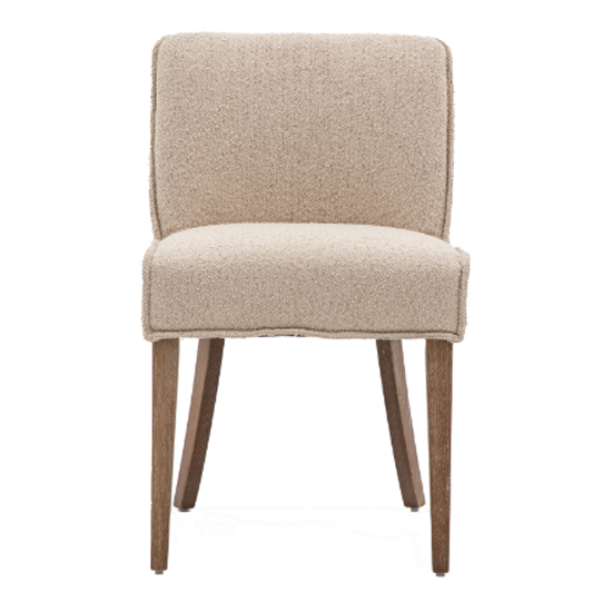 Worland Taupe Fabric Dining Chairs With Wooden Legs In Pair