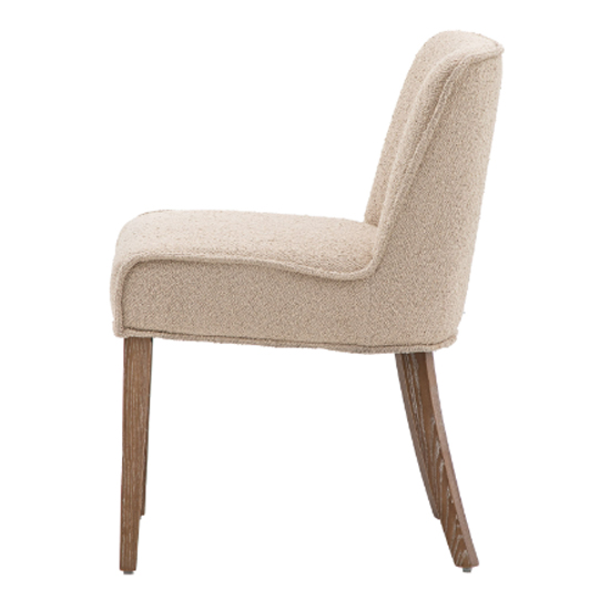 Worland Taupe Fabric Dining Chairs With Wooden Legs In Pair