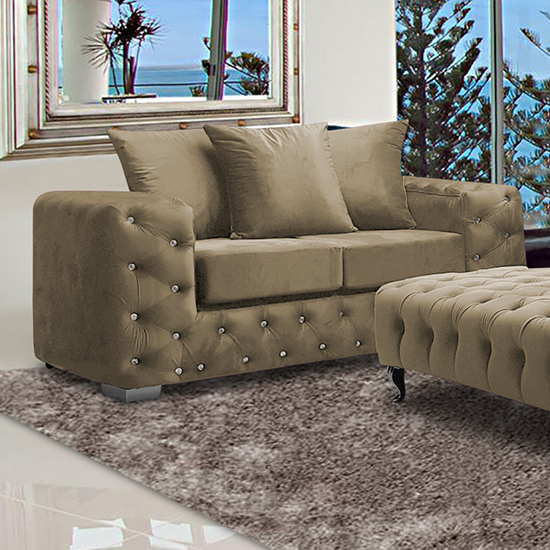 Read more about Worley malta plush velour fabirc 2 seater sofa in parchment