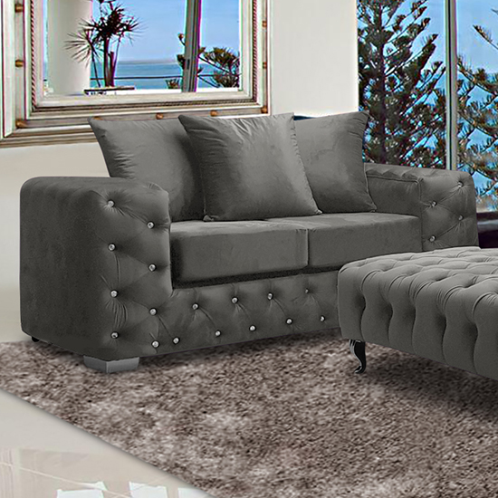 Photo of Worley malta plush velour fabirc 2 seater sofa in putty