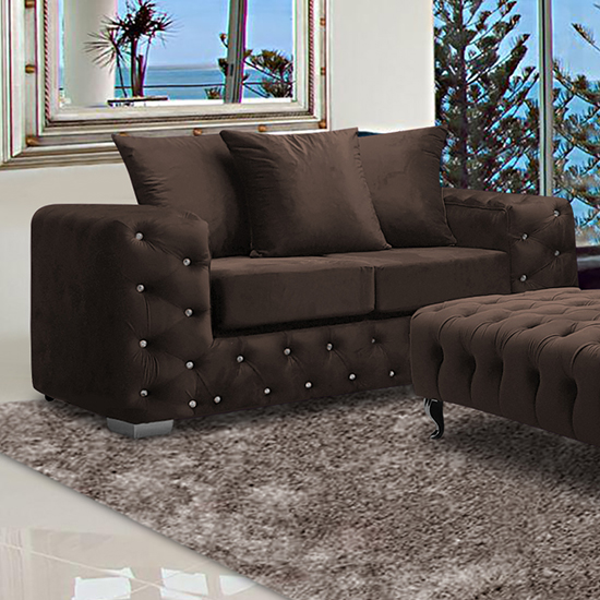 Product photograph of Worley Malta Plush Velour Fabirc 2 Seater Sofa In Taupe from Furniture in Fashion