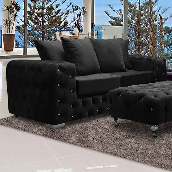 Product photograph of Worley Malta Plush Velour Fabirc 3 Seater Sofa In Cosmic from Furniture in Fashion