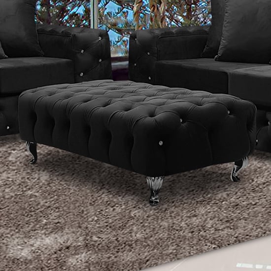 Product photograph of Worley Malta Plush Velour Fabirc Footstool In Cosmic from Furniture in Fashion