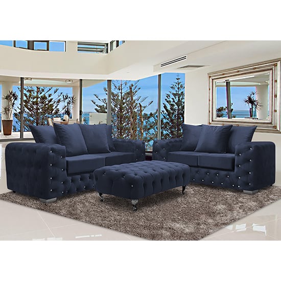 Product photograph of Worley Velour Fabric 2 Seater And 3 Seater Sofa In Slate from Furniture in Fashion