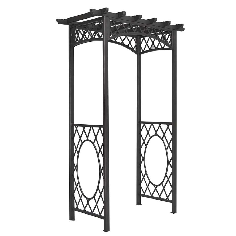 Worsley Metal Garden Arch In Gunmetal Grey