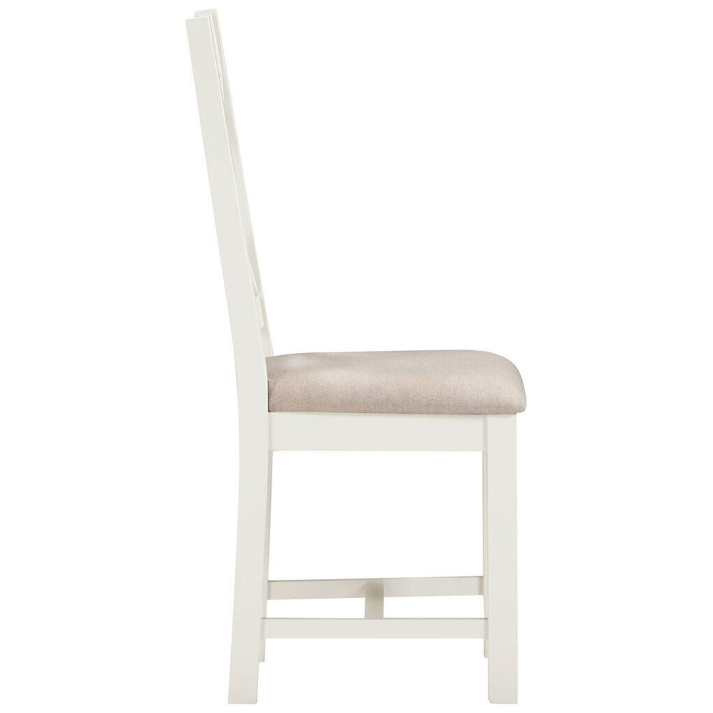 Wrenley Ivory Wooden Dining Chairs with Oat Fabric Seat in Pair