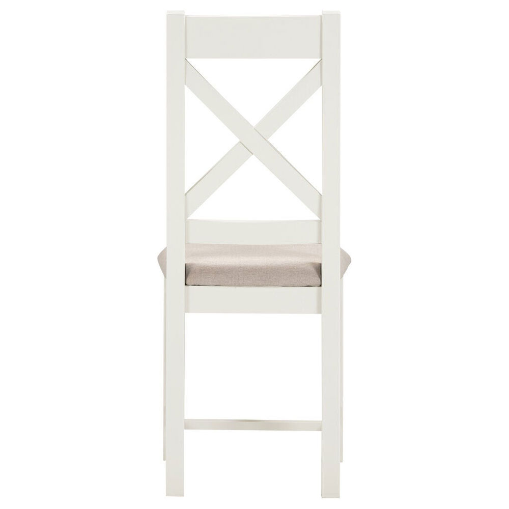 Wrenley Ivory Wooden Dining Chairs with Oat Fabric Seat in Pair