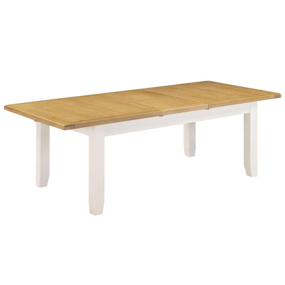Wrenley Large Wooden Extending Dining Table in Ivory and Oak
