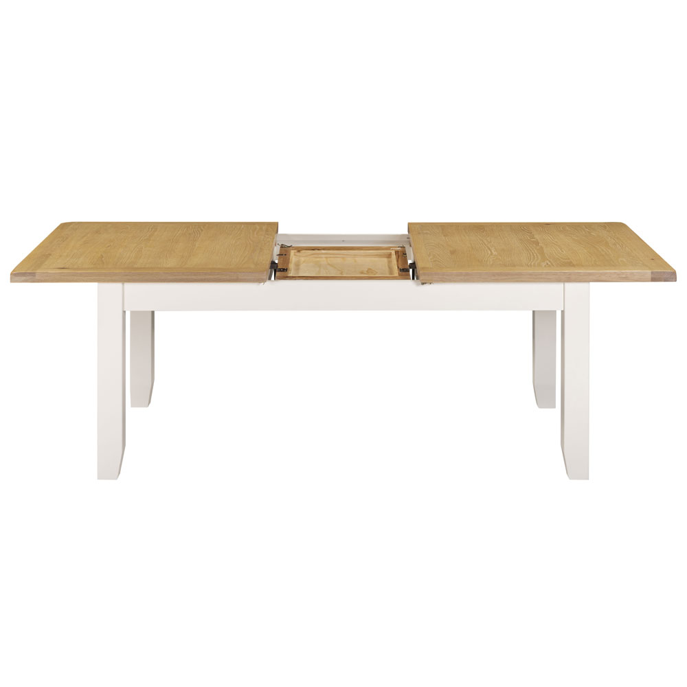 Wrenley Large Wooden Extending Dining Table in Ivory and Oak