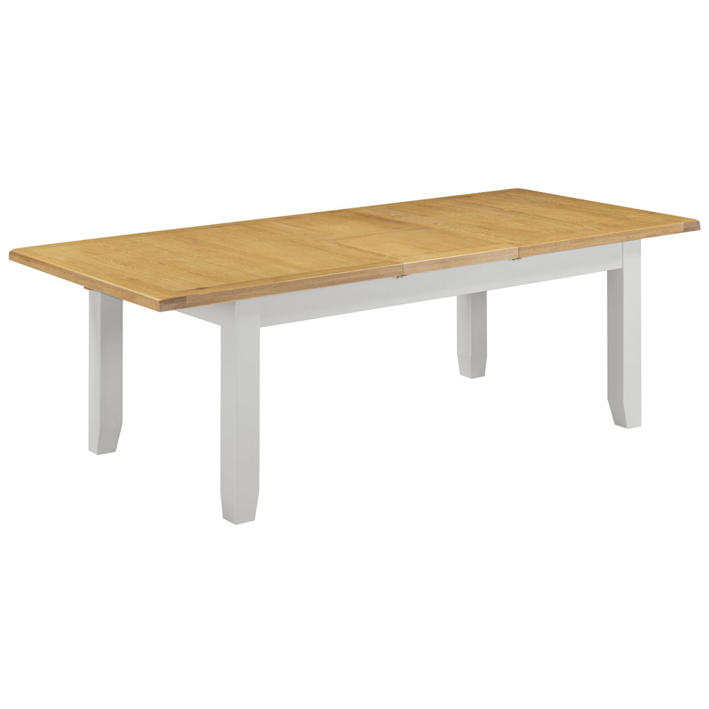 Wrenley Large Wooden Extending Dining Table in Pebble Grey and Oak