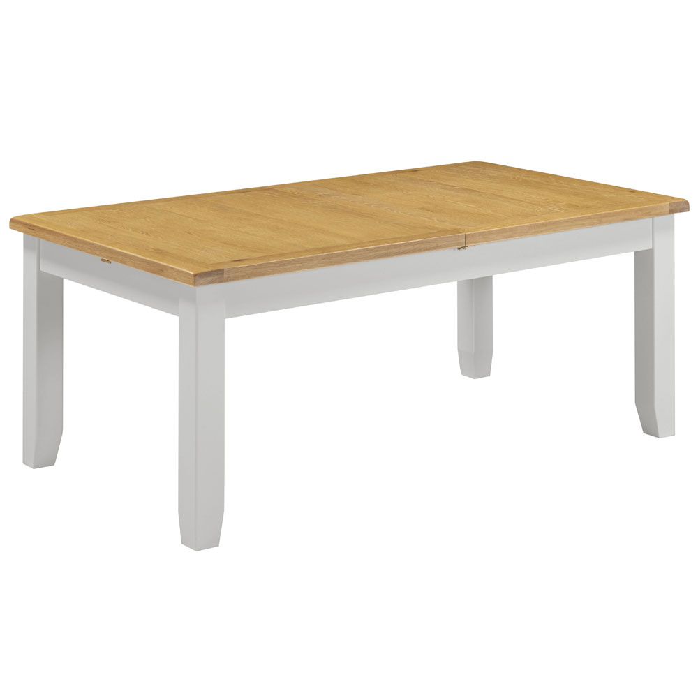 Wrenley Large Wooden Extending Dining Table in Pebble Grey and Oak