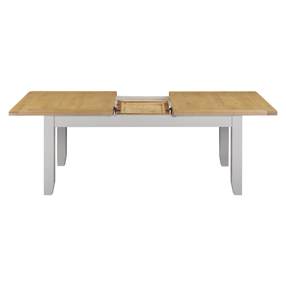 Wrenley Large Wooden Extending Dining Table in Pebble Grey and Oak
