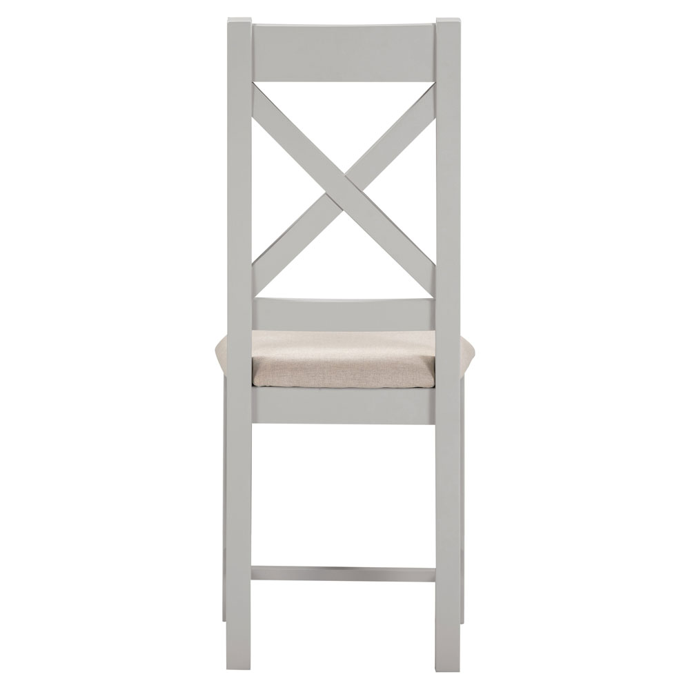 Wrenley Pebble Grey Wooden Dining Chairs with Oat Fabric Seat in Pair