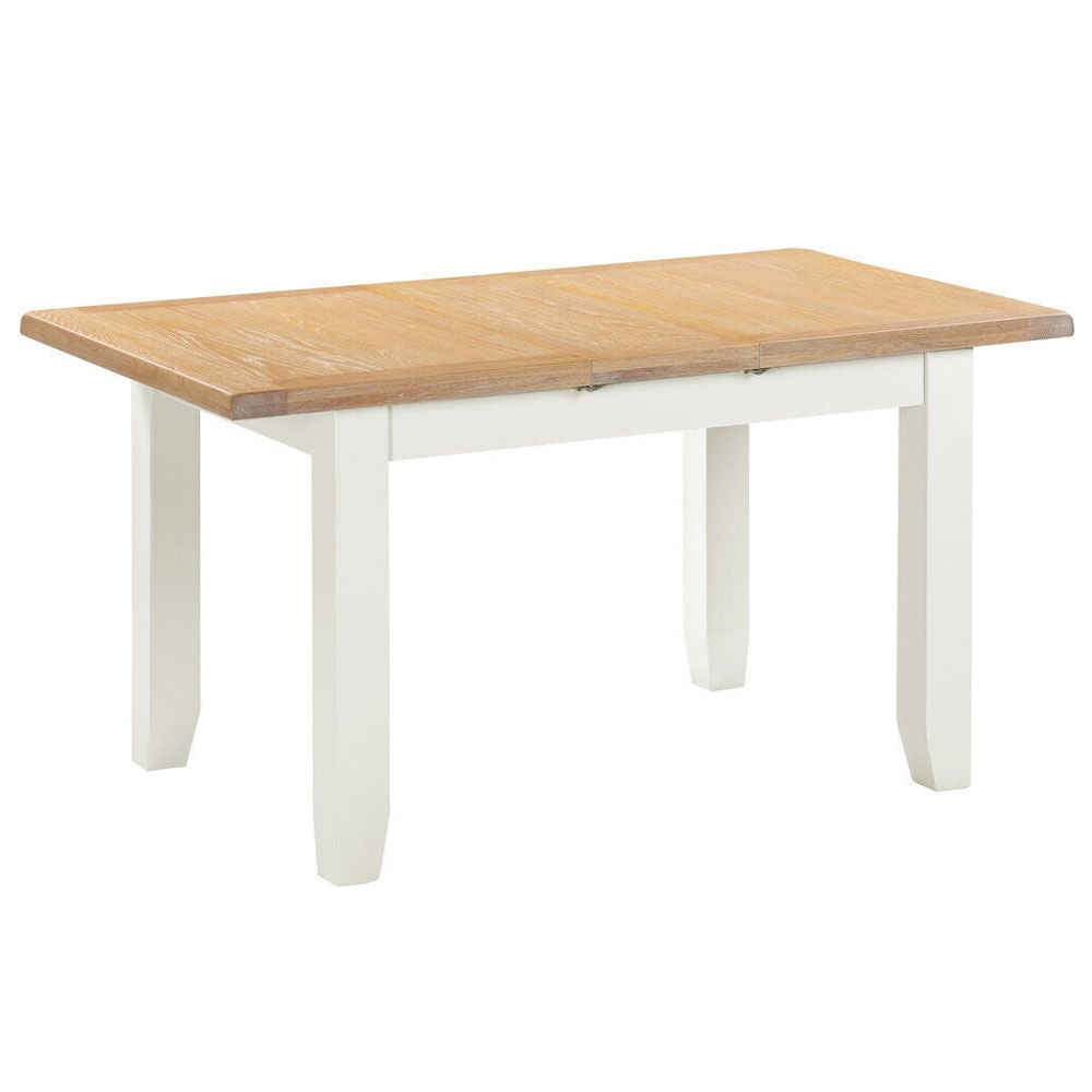Wrenley Small Wooden Extending Dining Table in Ivory and Oak