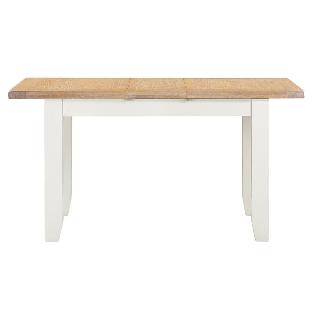 Wrenley Small Wooden Extending Dining Table in Ivory and Oak